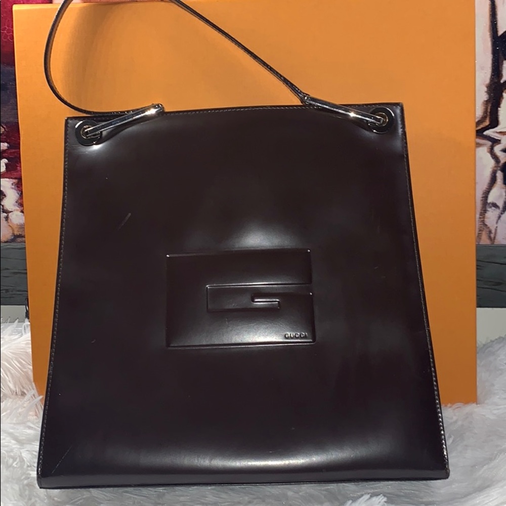 Auth Gucci Vintage Patent Tote Bag